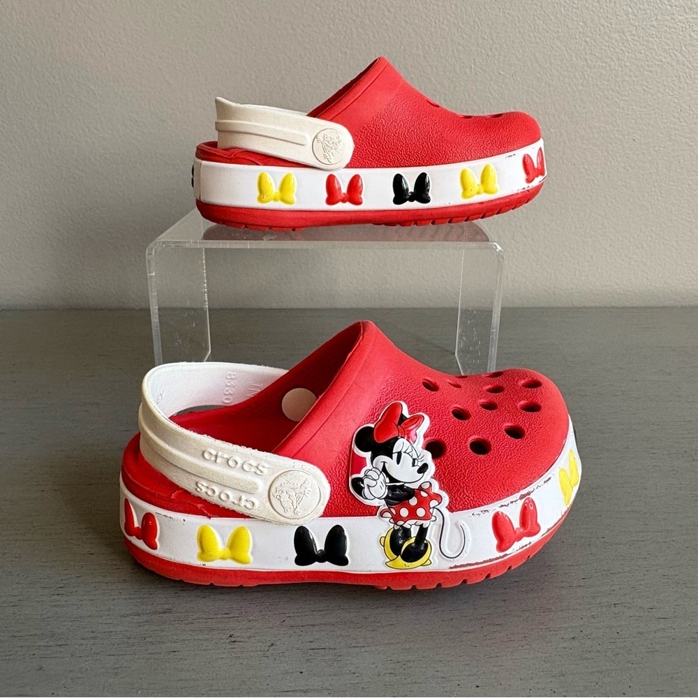 CROCS Disney Minnie Mouse Kids Slip On Clog Shoes Toddler Little Kids Sz 4 Red - Picture 10 of 14